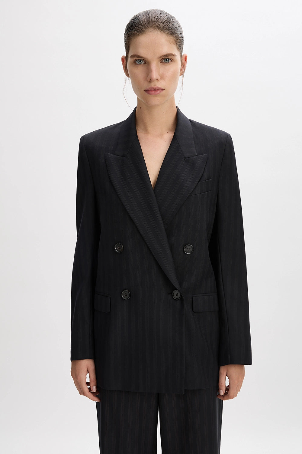 The Matildas Pinstripe Double Breasted Blazer