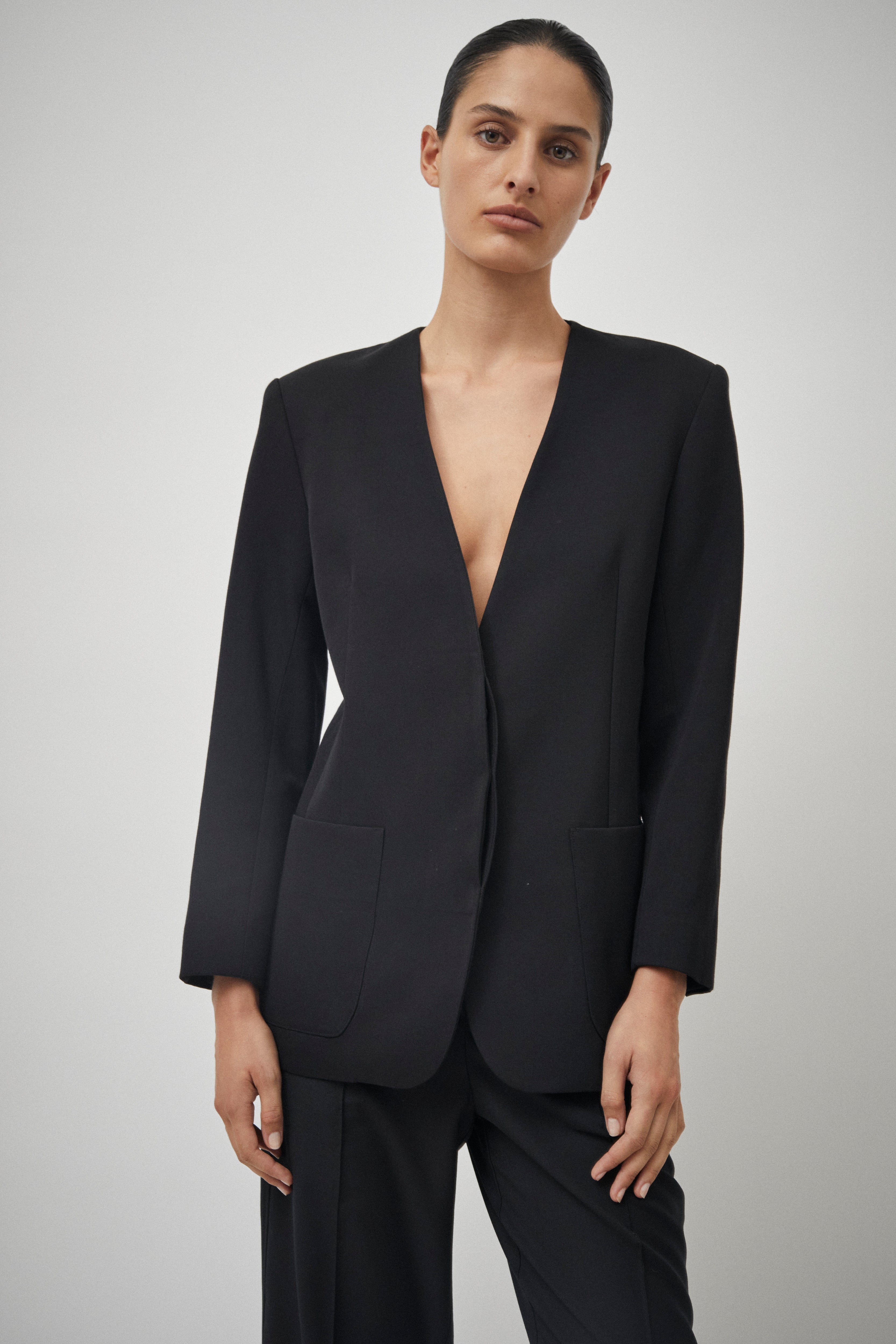 Collarless on sale blazer ladies